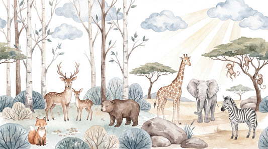Blue Safari Wallpaper Mural artwork