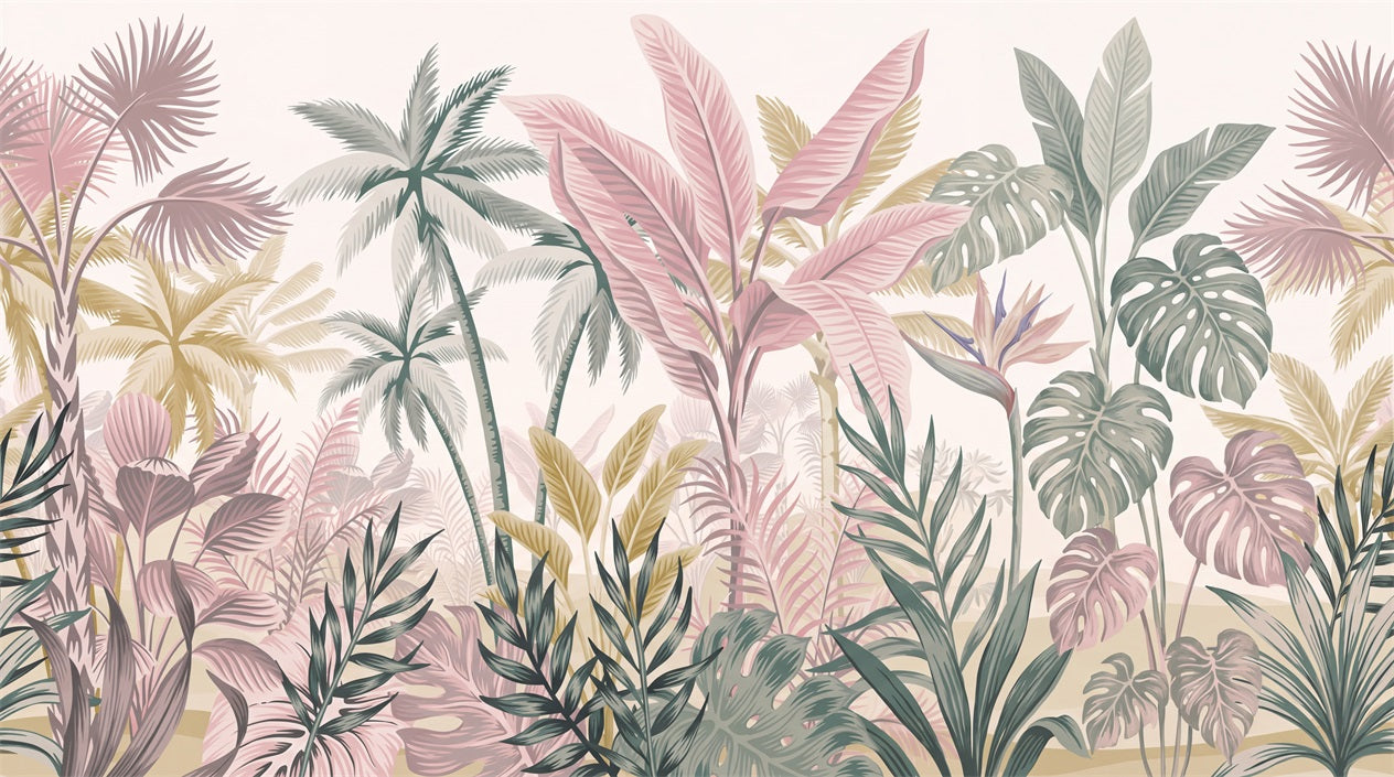 Blush Leaves Wallpaper Mural artwork