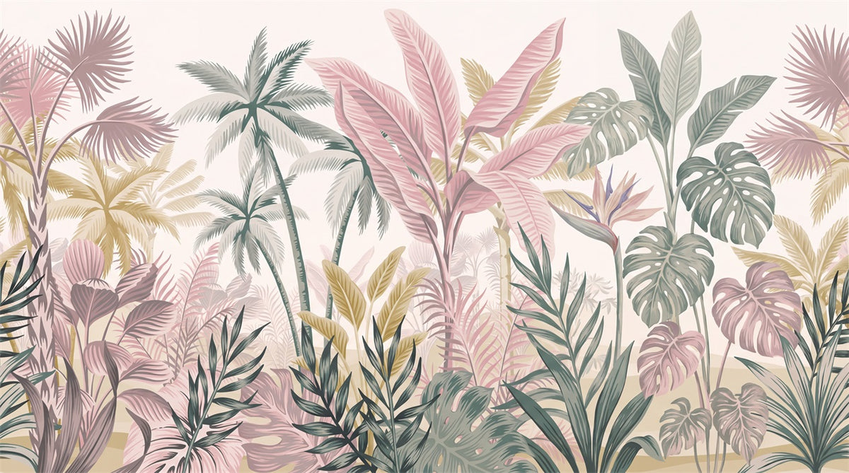 Blush Leaves Wallpaper Mural artwork