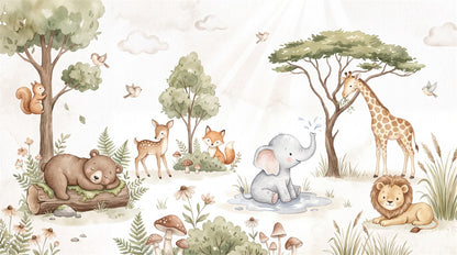 Sage Animals Wallpaper Mural artwork