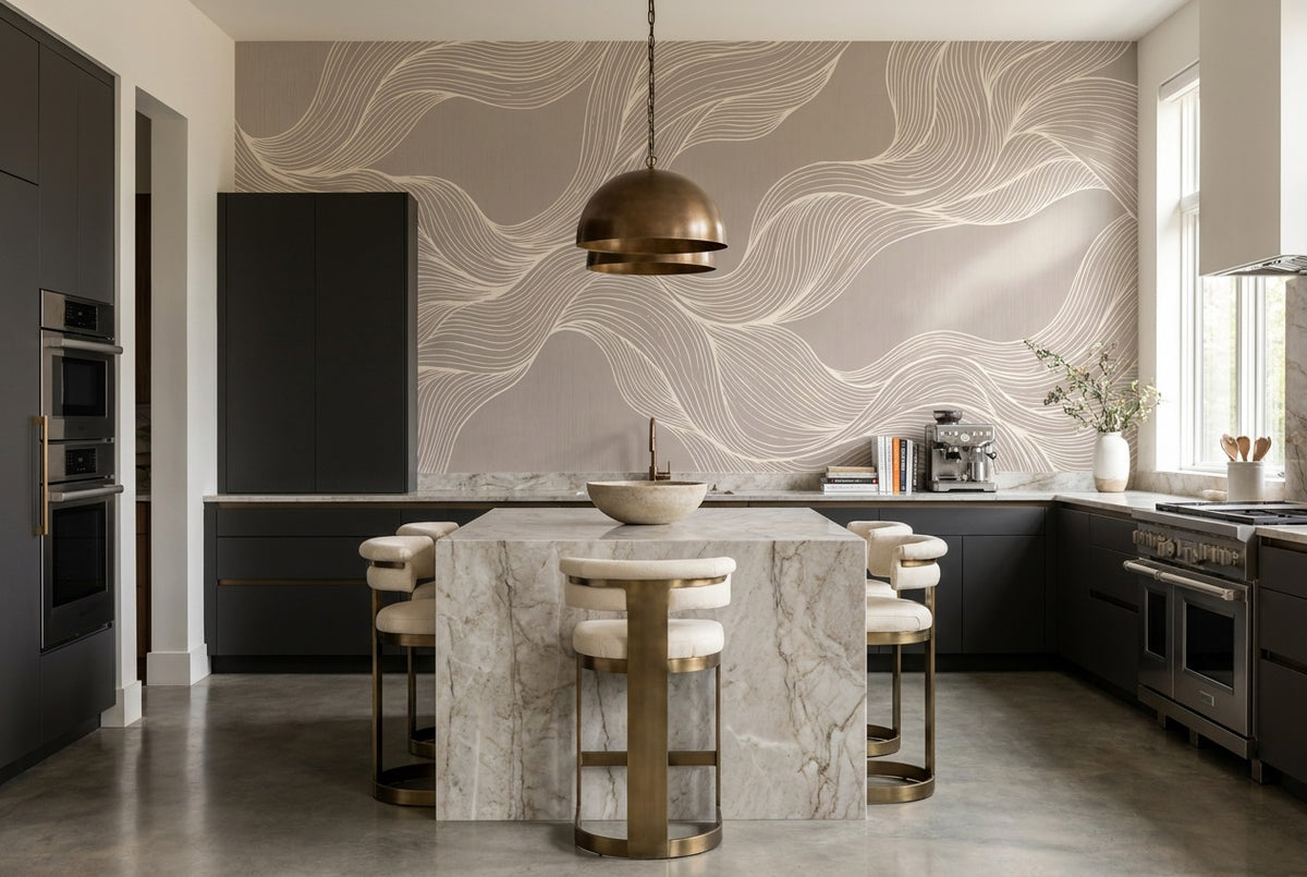 Taupe Lines Wallpaper Mural view 5