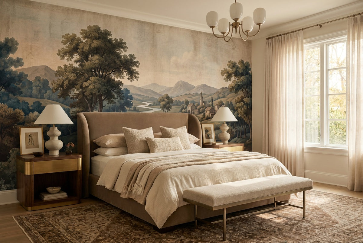 Teal River Valley Landscape Wallpaper Mural - 4