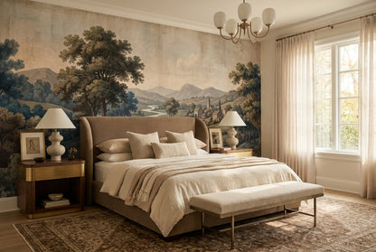 Teal River Valley Landscape Wallpaper Mural - 4