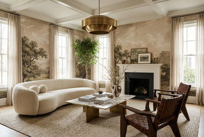Sepia Mountain Grove Landscape Wallpaper Mural - 1