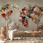 Floral World Map Wall Mural Wallpaper