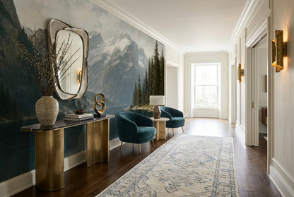 Alpine Mountain Lake Forest Wallpaper Mural room scene