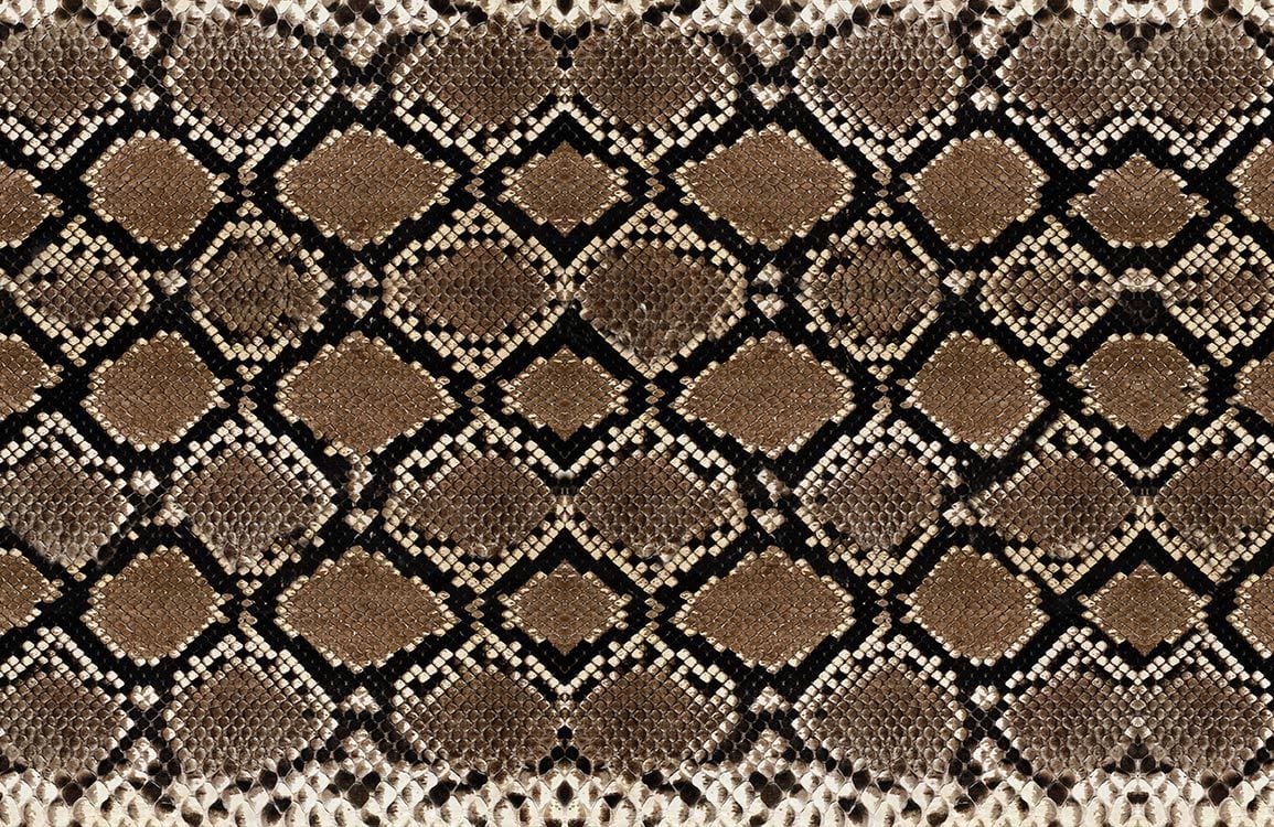 Geometric Brown Snake Skin Mural Wallpaper