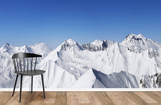 Snowy Mountain Peak Panoramic Mural Wallpaper