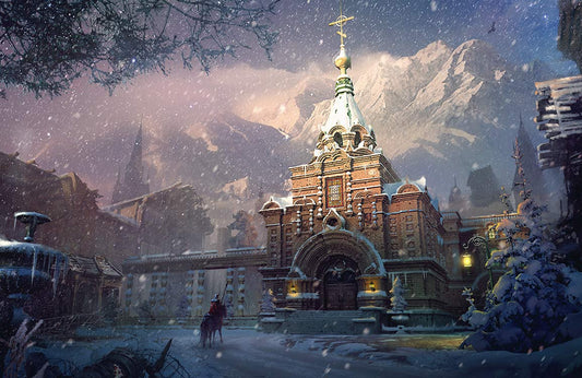 Snowy Cathedral Mountain Landscape Mural Wallpaper