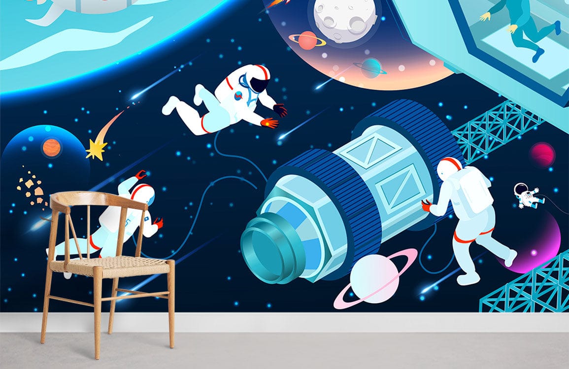 Vibrant Cosmic Adventure Space Mural Wallpaper