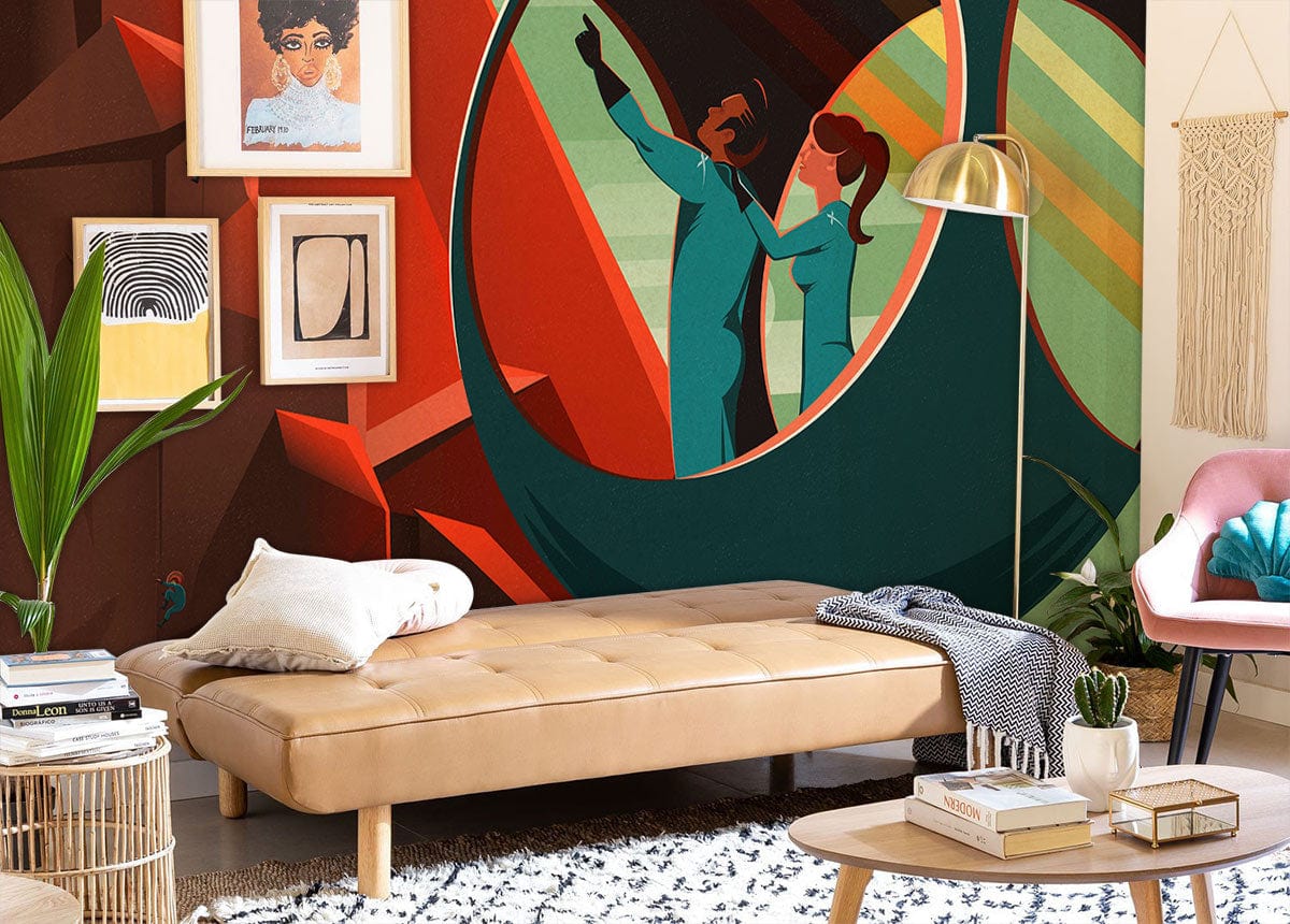 Retro Futuristic Space Capsule Mural Wallpaper