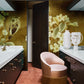 vintage style wallpaper mural bathroom design