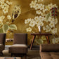 Vintage Bird Floral Gold Wallpaper Mural