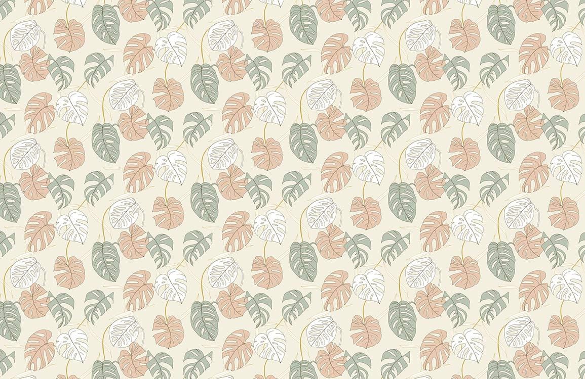 Botanical Leaf Print Neutral Mural Wallpaper