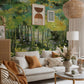 Emerald Green Forest Illustrated Mural Wallpaper