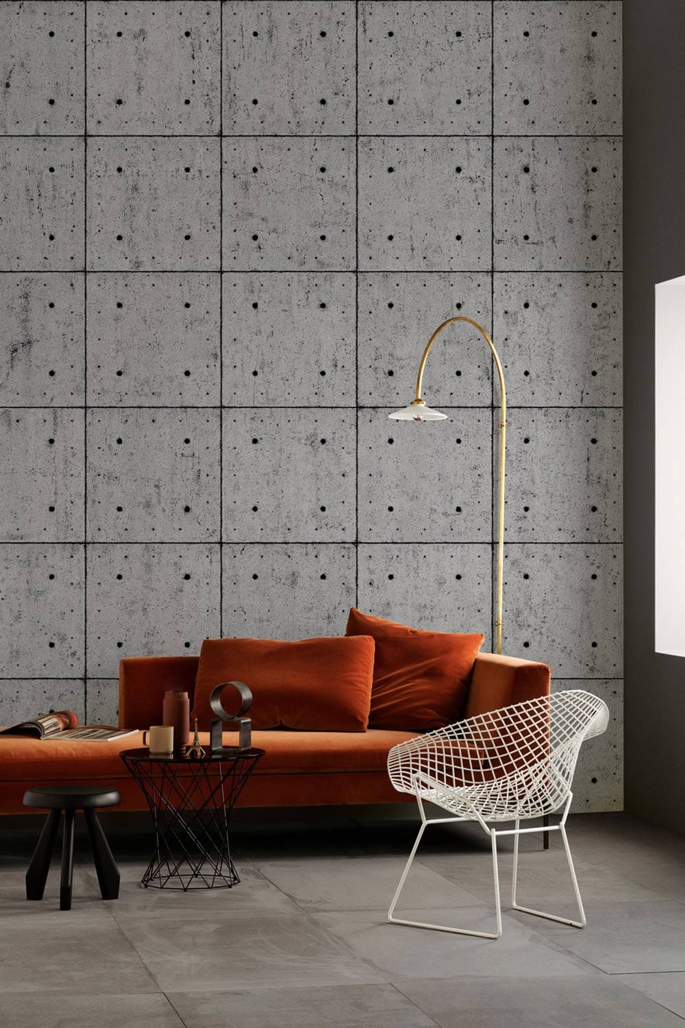 Modern Grey Concrete Geometric Mural Wallpaper