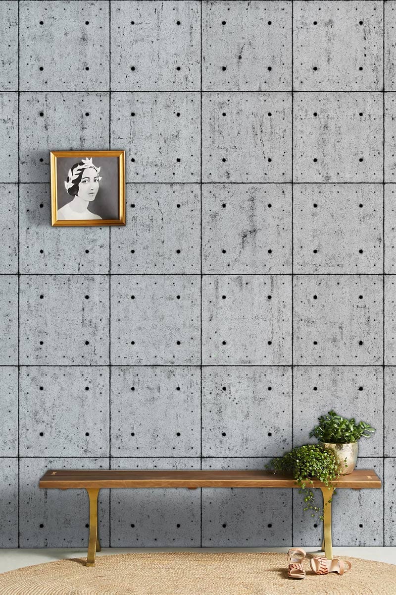 Modern Grey Concrete Geometric Mural Wallpaper