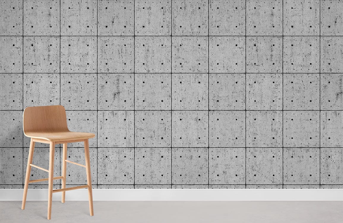 Modern Grey Concrete Geometric Mural Wallpaper