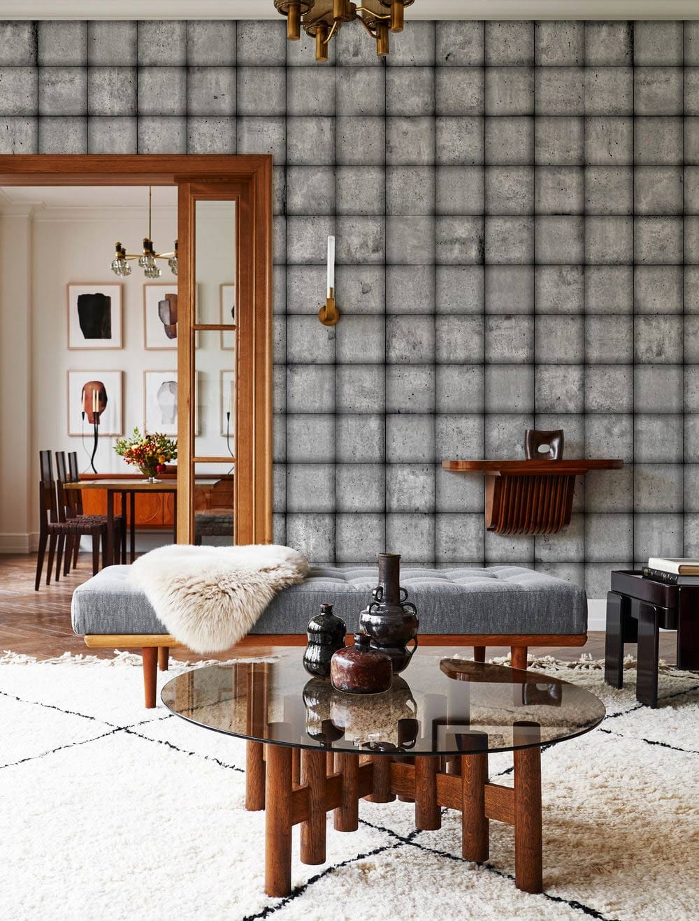 Modern Grey Concrete Geometric Wall Mural