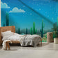 Desert Night Cactus Landscape Mural Wallpaper