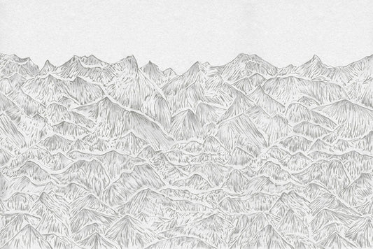 Monochrome Mountain Range Textured Mural Wallpaper