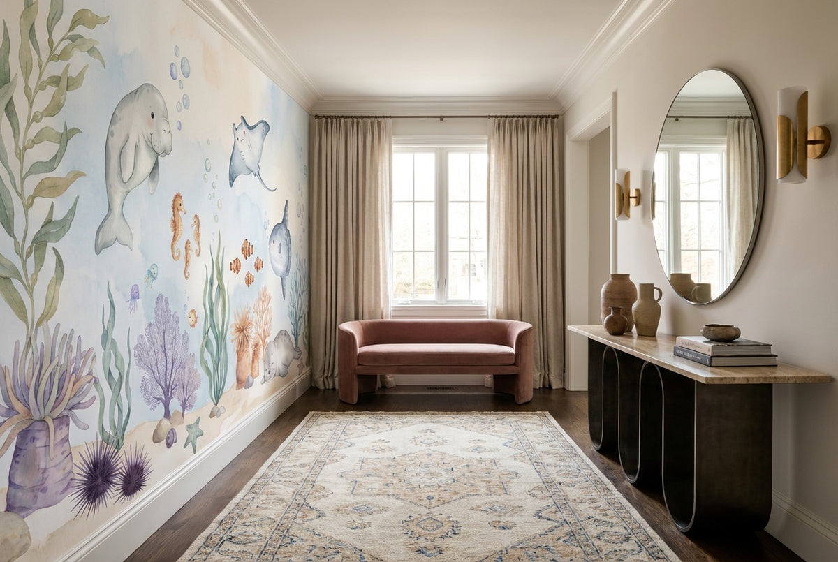 Blue Ocean Animals Wallpaper Mural view 6
