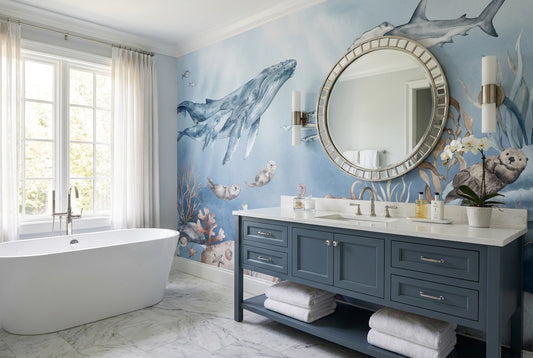 Blue Whale Reef Wallpaper Mural room scene