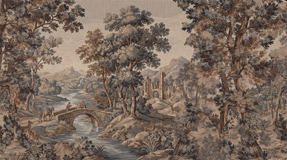 Brown Woodland Ruins Tapestry Wallpaper Mural - 2