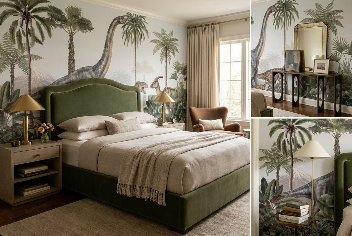 Gray Dinosaur Wallpaper Mural view 4