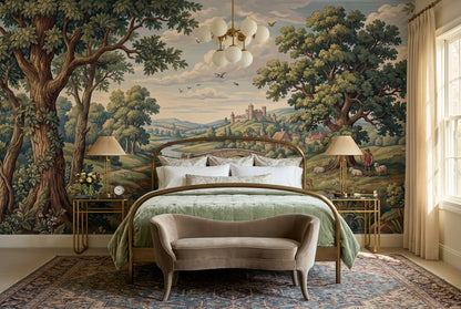Green Deer River Countryside Wallpaper Mural - 5