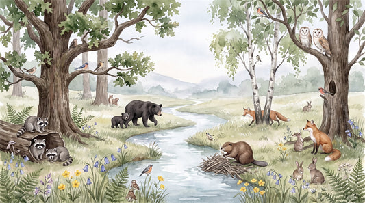 Green Wildlife Wallpaper Mural artwork