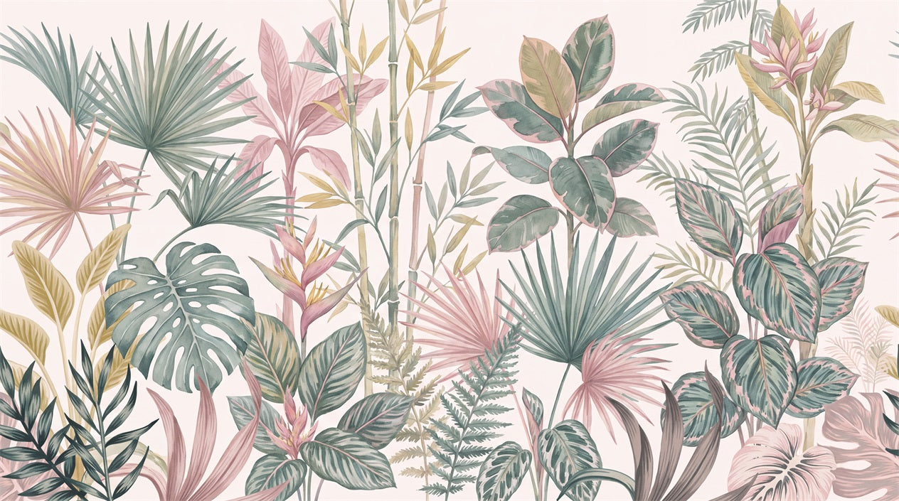 Pastel Leaves Wallpaper Mural artwork