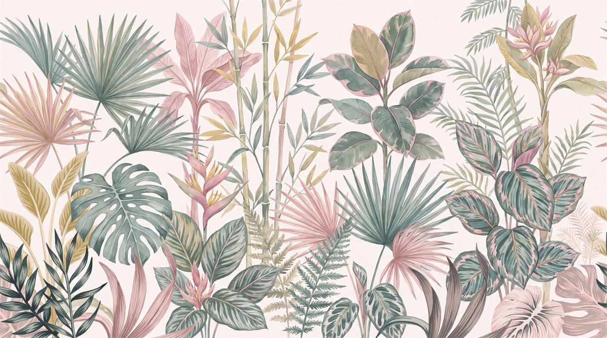 Pastel Leaves Wallpaper Mural artwork