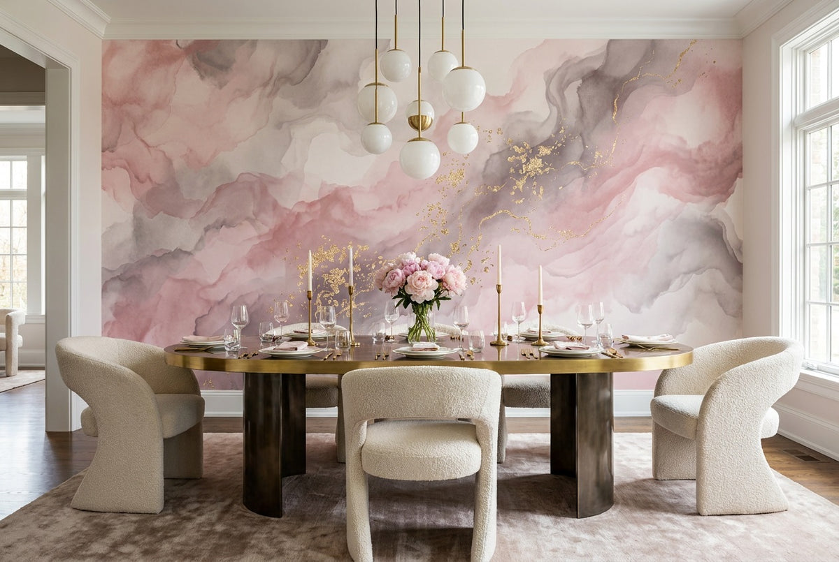 Pink Marble Wallpaper Mural room scene