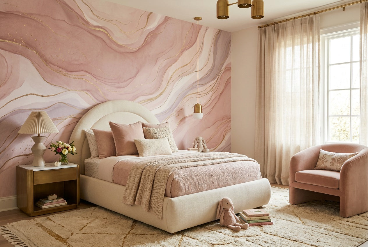 Pink Marble Wallpaper Mural view 5