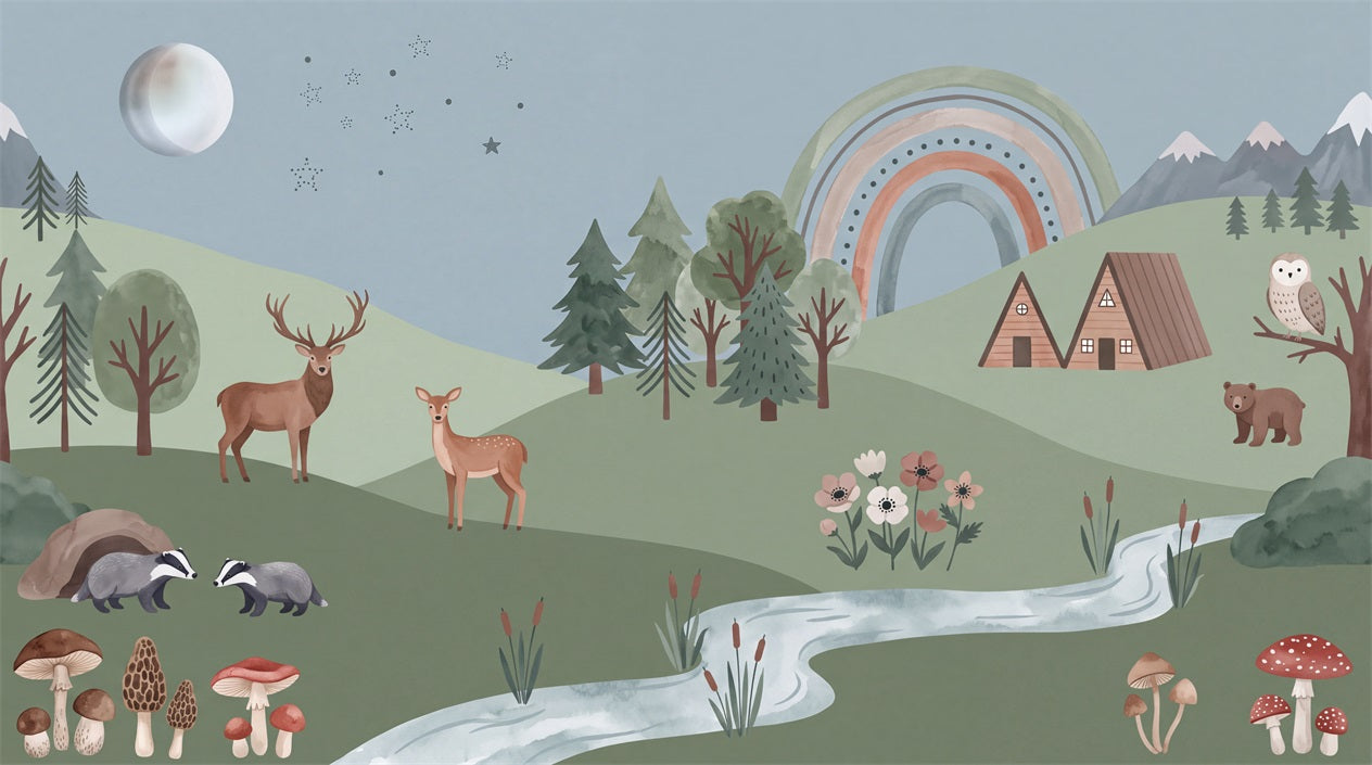 Sage Rainbow Wallpaper Mural artwork