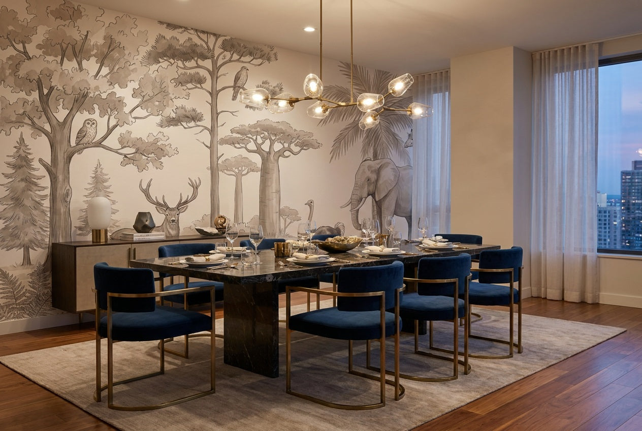 Taupe Safari Wallpaper Mural room scene