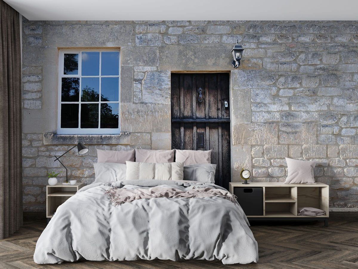 Rustic Stone Wall Textured Mural Wallpaper