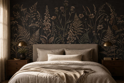 Dark Brown Fern Garden Wallpaper Mural - 4
