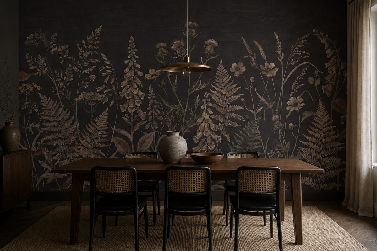 Dark Brown Fern Garden Wallpaper Mural - 3