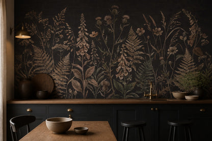 Dark Brown Fern Garden Wallpaper Mural - 5