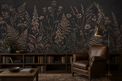 Dark Brown Fern Garden Wallpaper Mural - 9