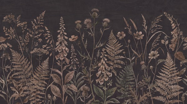 Dark Brown Fern Garden Wallpaper Mural - 11