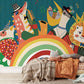 Colorful Animal Band Kids Mural Wallpaper