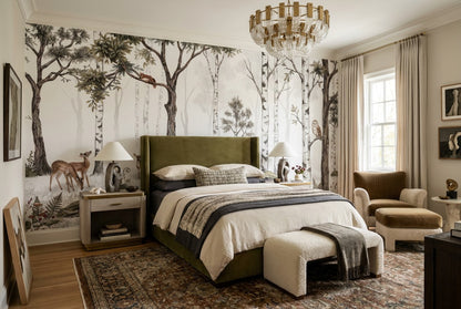 Cream Birch Forest Wallpaper Mural room scene