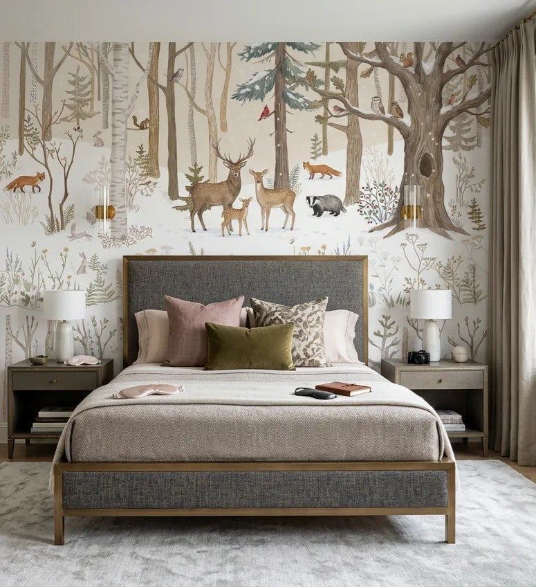 Frozen Tan Winter Forest Wallpaper Mural