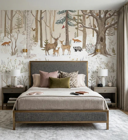 Frozen Tan Winter Forest Wallpaper Mural