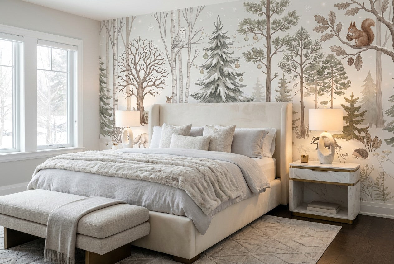 Chilly Tan Winter Forest Wallpaper Mural