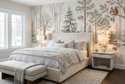 Chilly Tan Winter Forest Wallpaper Mural