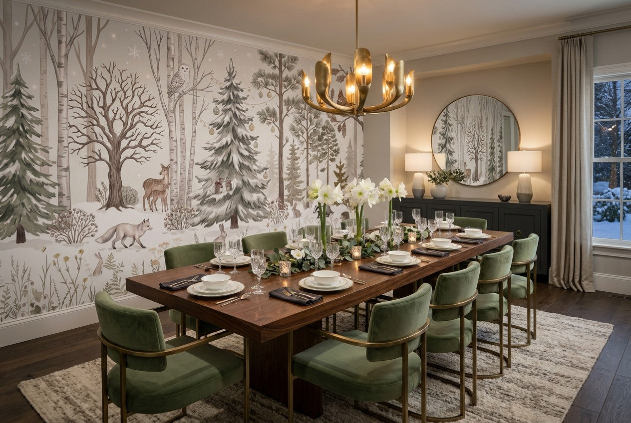 Chilly Tan Winter Forest Wallpaper Mural